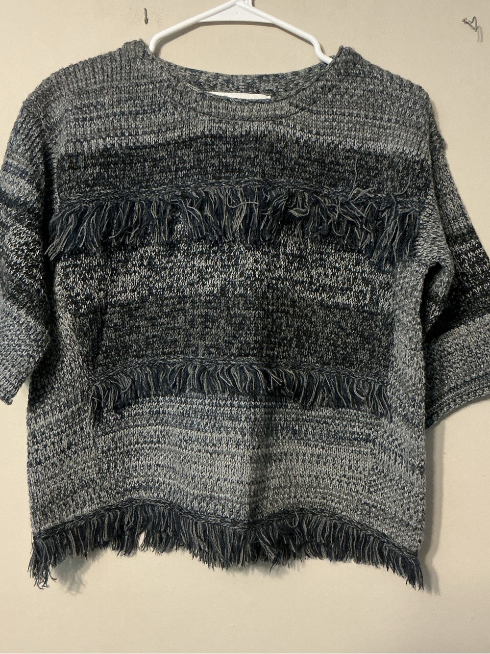 Elliatt Gray/Blue Marled Fringe Sweater